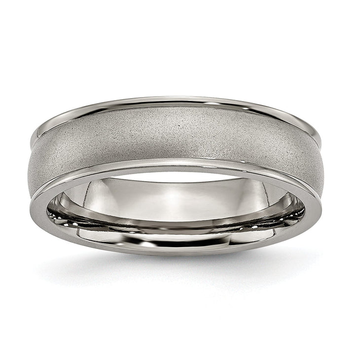 Bridal Ring Titanium Ridged Edge 8MM Brushed and Polished Band