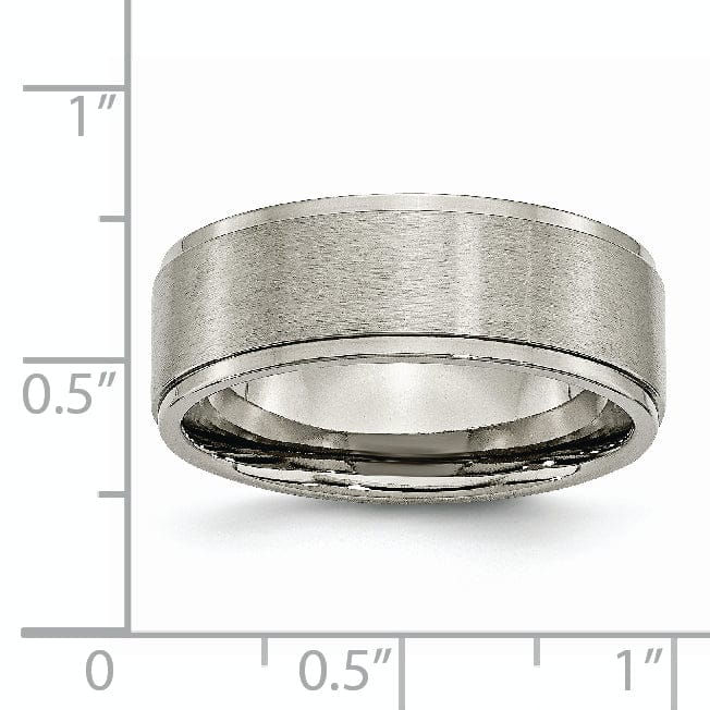 Bridal Ring Titanium Ridged Edge Brushed and Polished Band