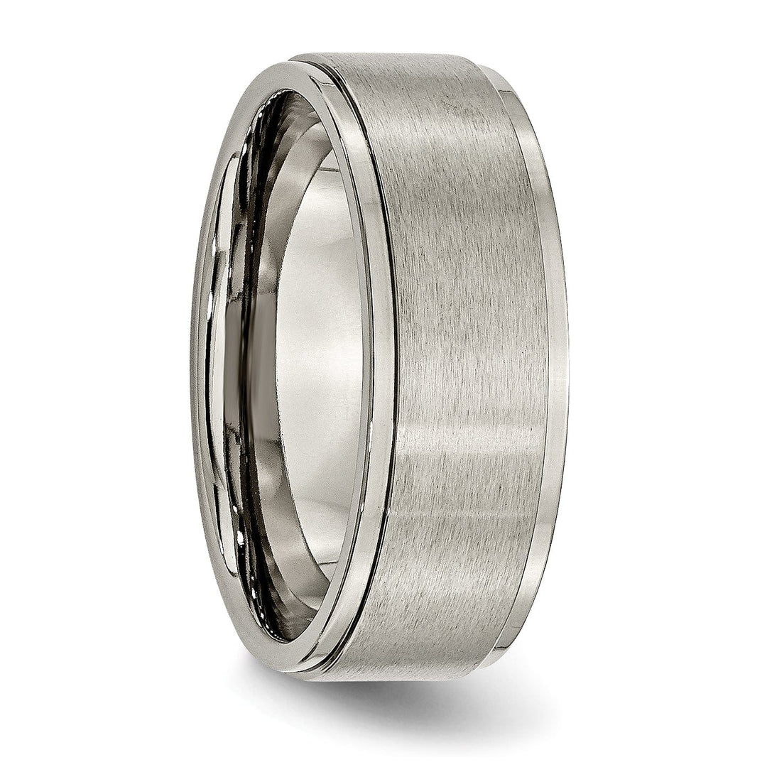 Bridal Ring Titanium Ridged Edge Brushed and Polished Band