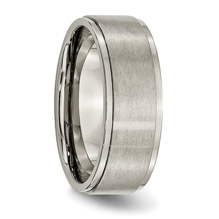 Bridal Ring Titanium Ridged Edge Brushed and Polished Band