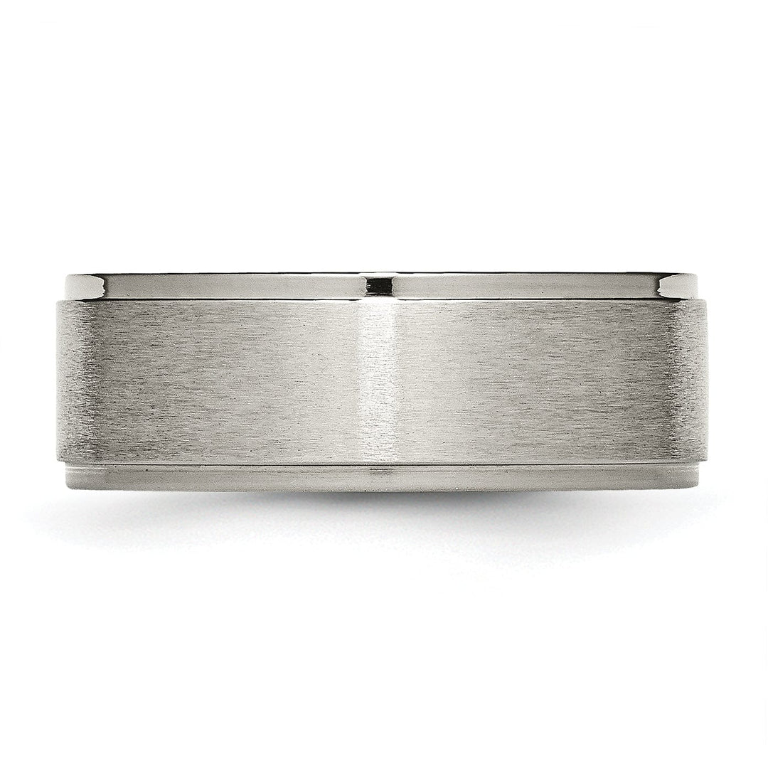 Bridal Ring Titanium Ridged Edge Brushed and Polished Band