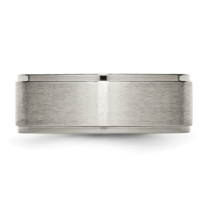 Bridal Ring Titanium Ridged Edge Brushed and Polished Band