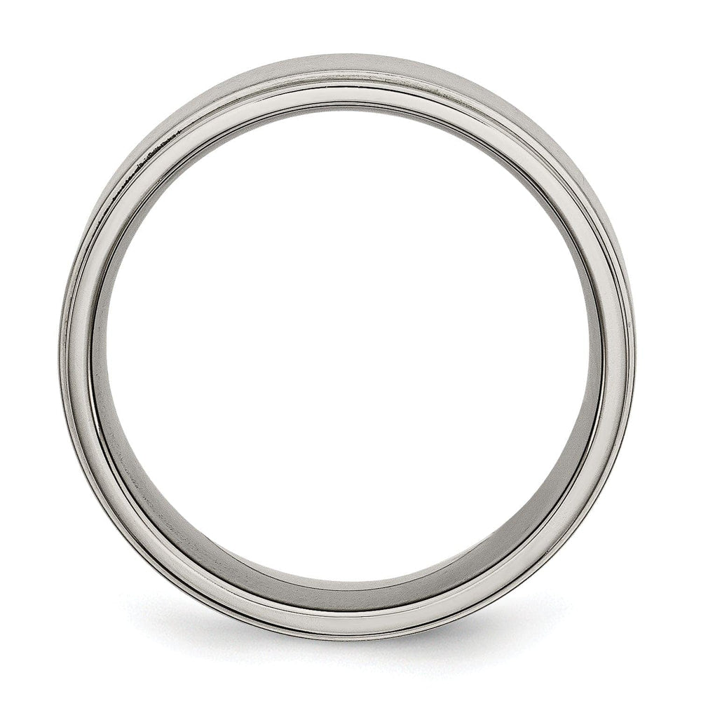 Bridal Ring Titanium Ridged Edge Brushed and Polished Band