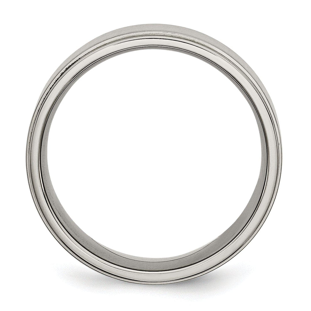 Bridal Ring Titanium Ridged Edge Brushed and Polished Band