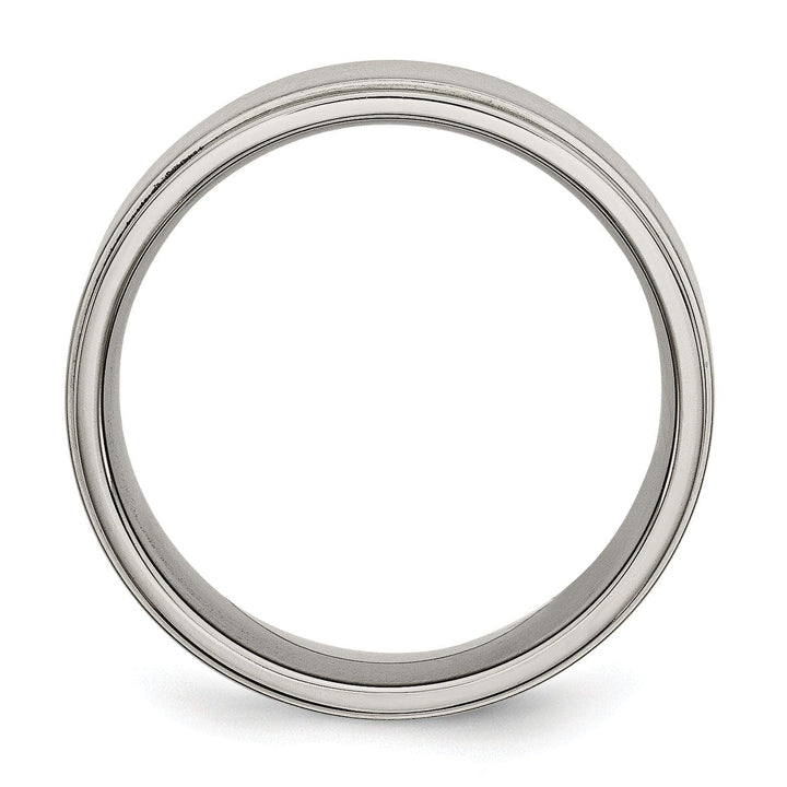 Bridal Ring Titanium Ridged Edge Brushed and Polished Band