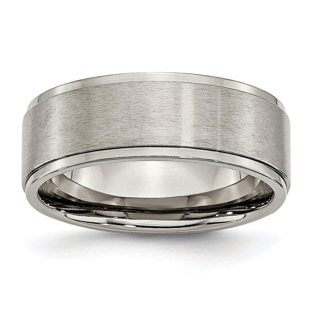 Bridal Ring Titanium Ridged Edge Brushed and Polished Band