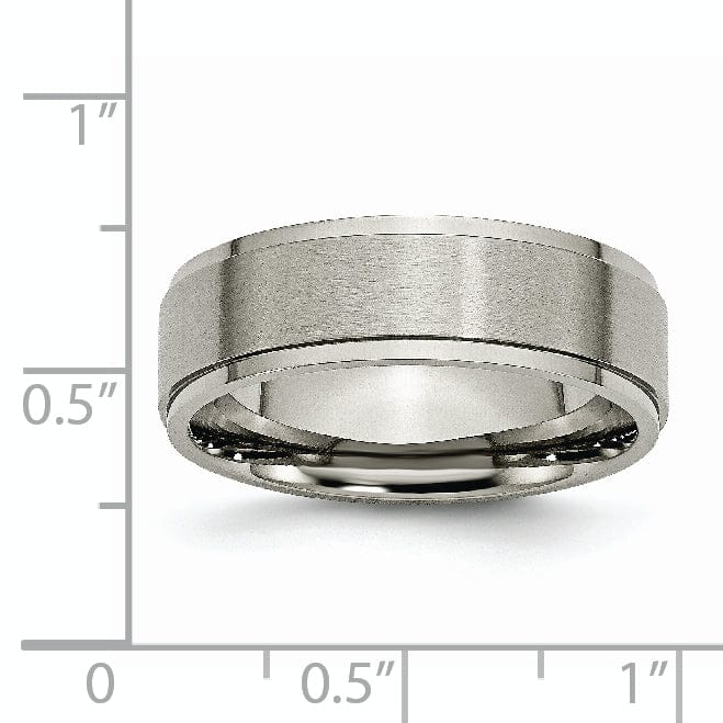 Bridal Ring Titanium Ridged Edge Brushed and Polished Band