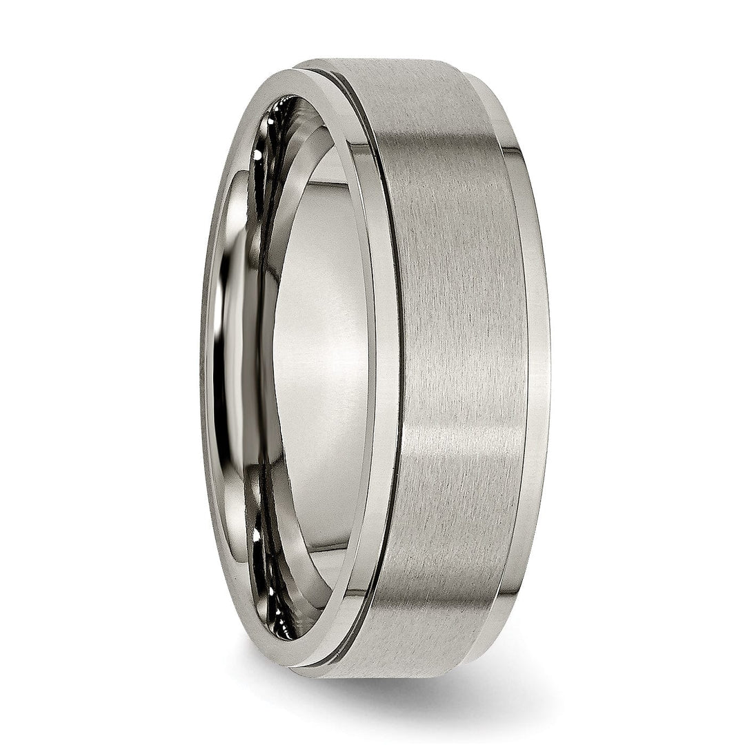 Bridal Ring Titanium Ridged Edge Brushed and Polished Band