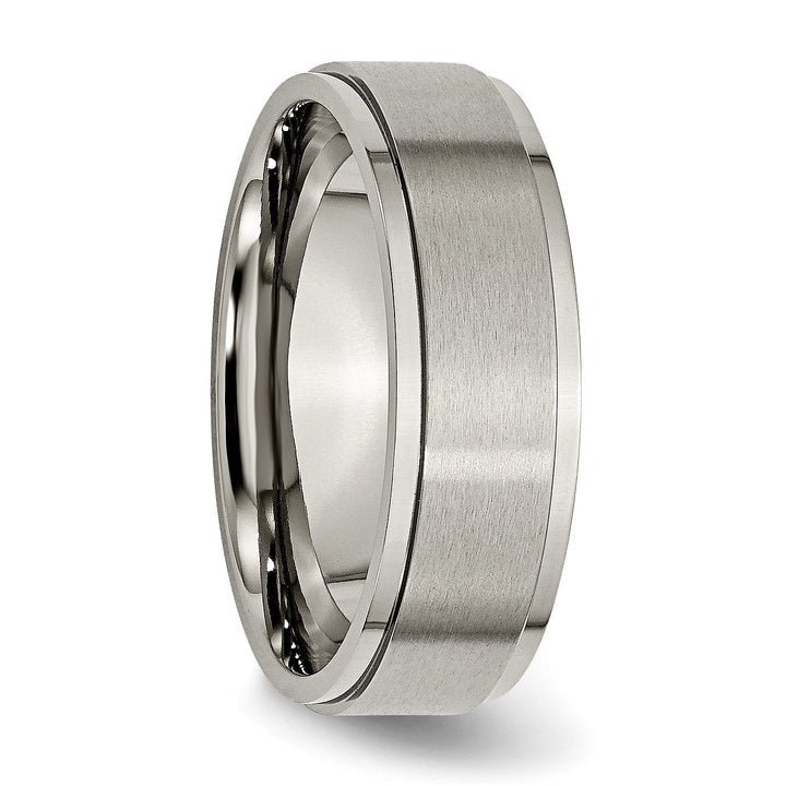 Bridal Ring Titanium Ridged Edge Brushed and Polished Band