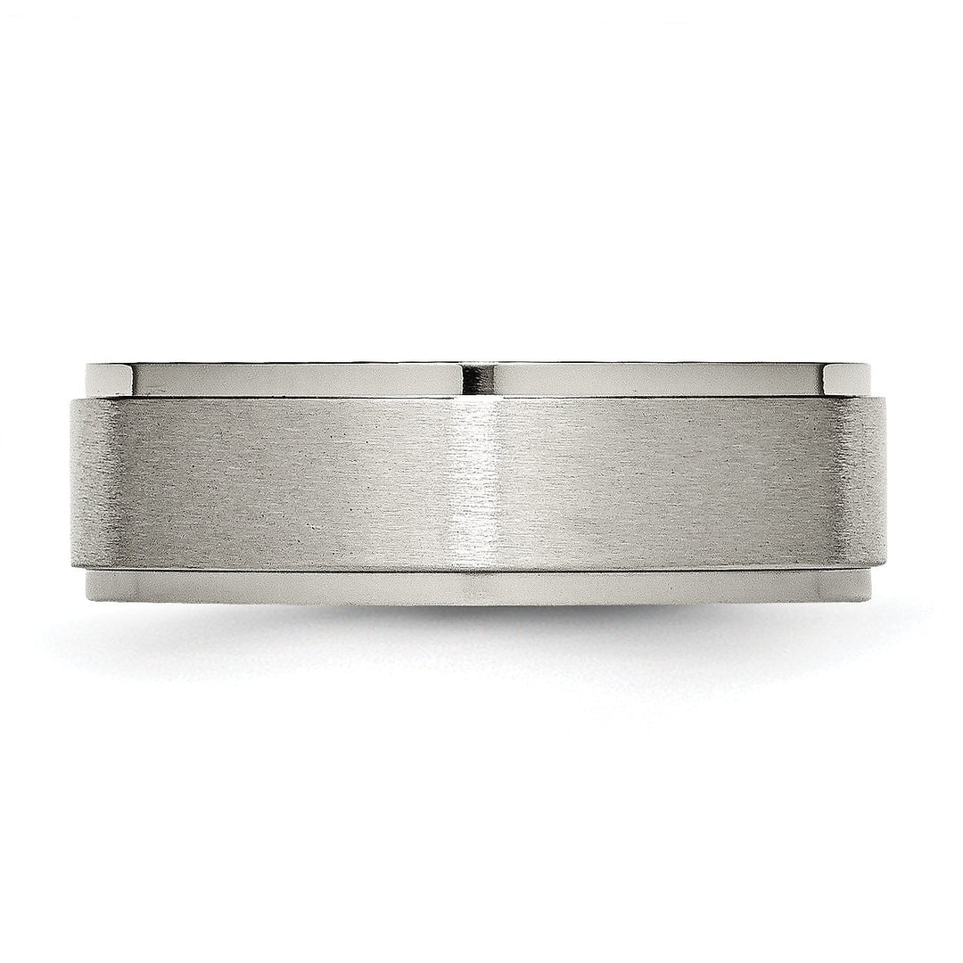 Bridal Ring Titanium Ridged Edge Brushed and Polished Band