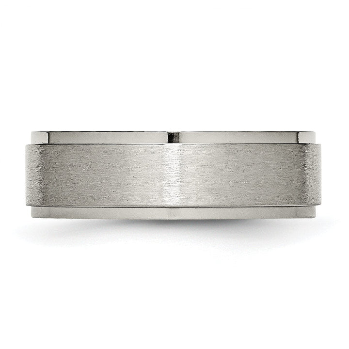 Bridal Ring Titanium Ridged Edge Brushed and Polished Band