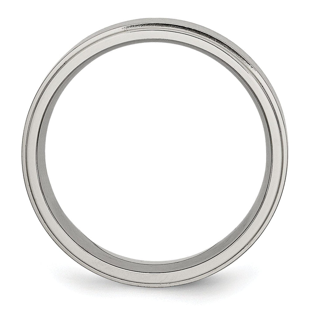Bridal Ring Titanium Ridged Edge Brushed and Polished Band