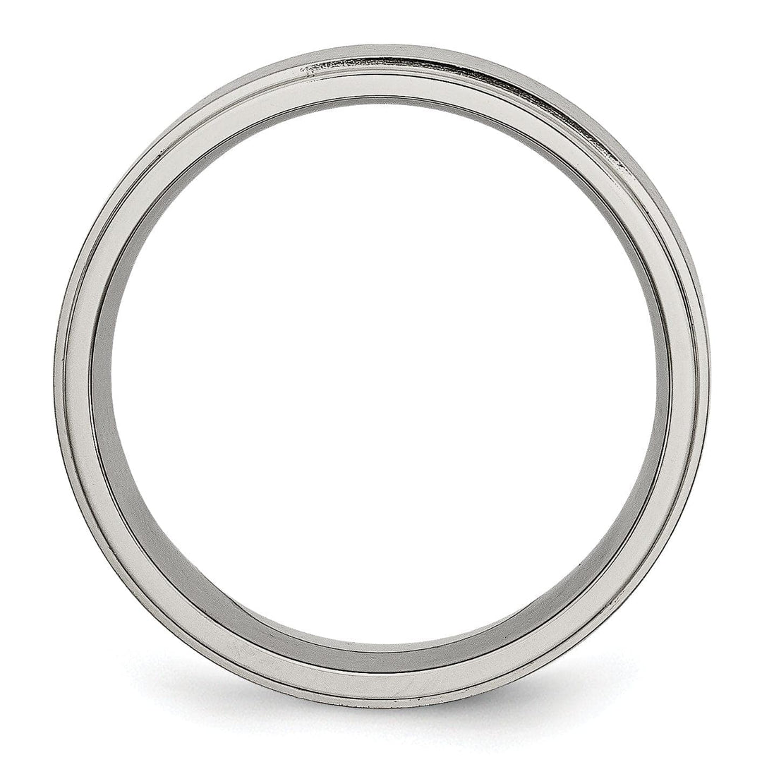 Bridal Ring Titanium Ridged Edge Brushed and Polished Band
