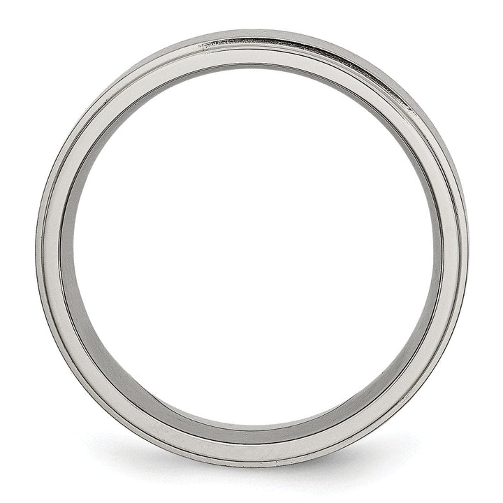 Bridal Ring Titanium Ridged Edge Brushed and Polished Band