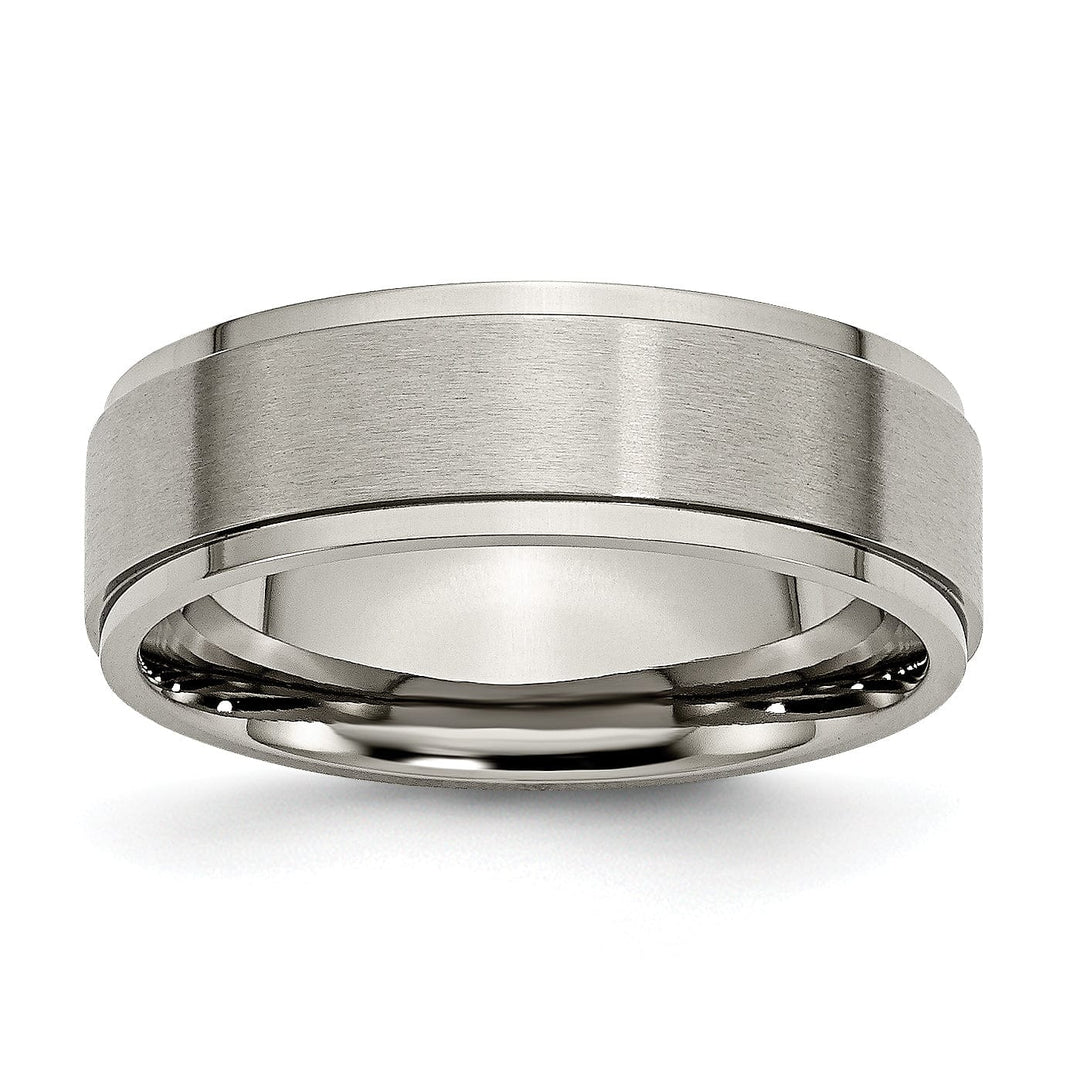 Bridal Ring Titanium Ridged Edge Brushed and Polished Band