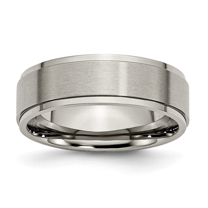 Bridal Ring Titanium Ridged Edge Brushed and Polished Band