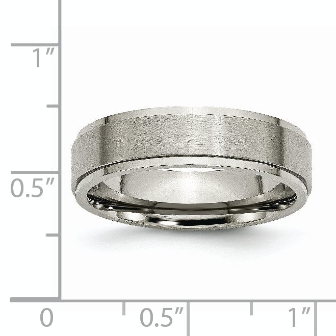 Bridal Ring Titanium Ridged Edge Brushed and Polished Band