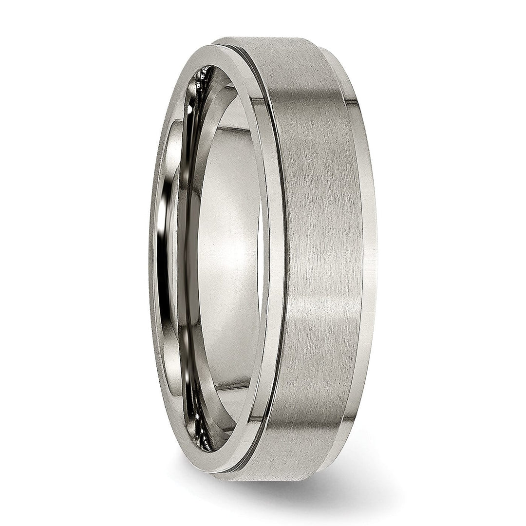Bridal Ring Titanium Ridged Edge Brushed and Polished Band