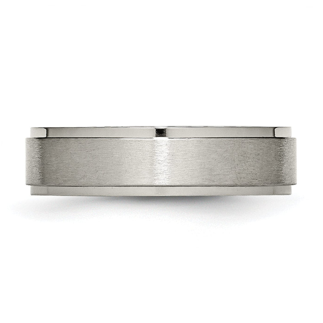 Bridal Ring Titanium Ridged Edge Brushed and Polished Band