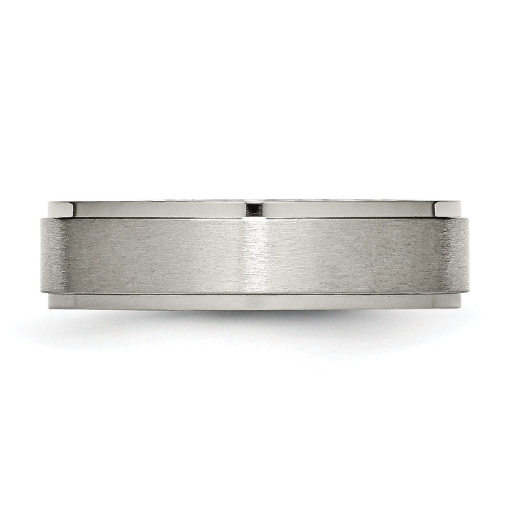 Bridal Ring Titanium Ridged Edge Brushed and Polished Band