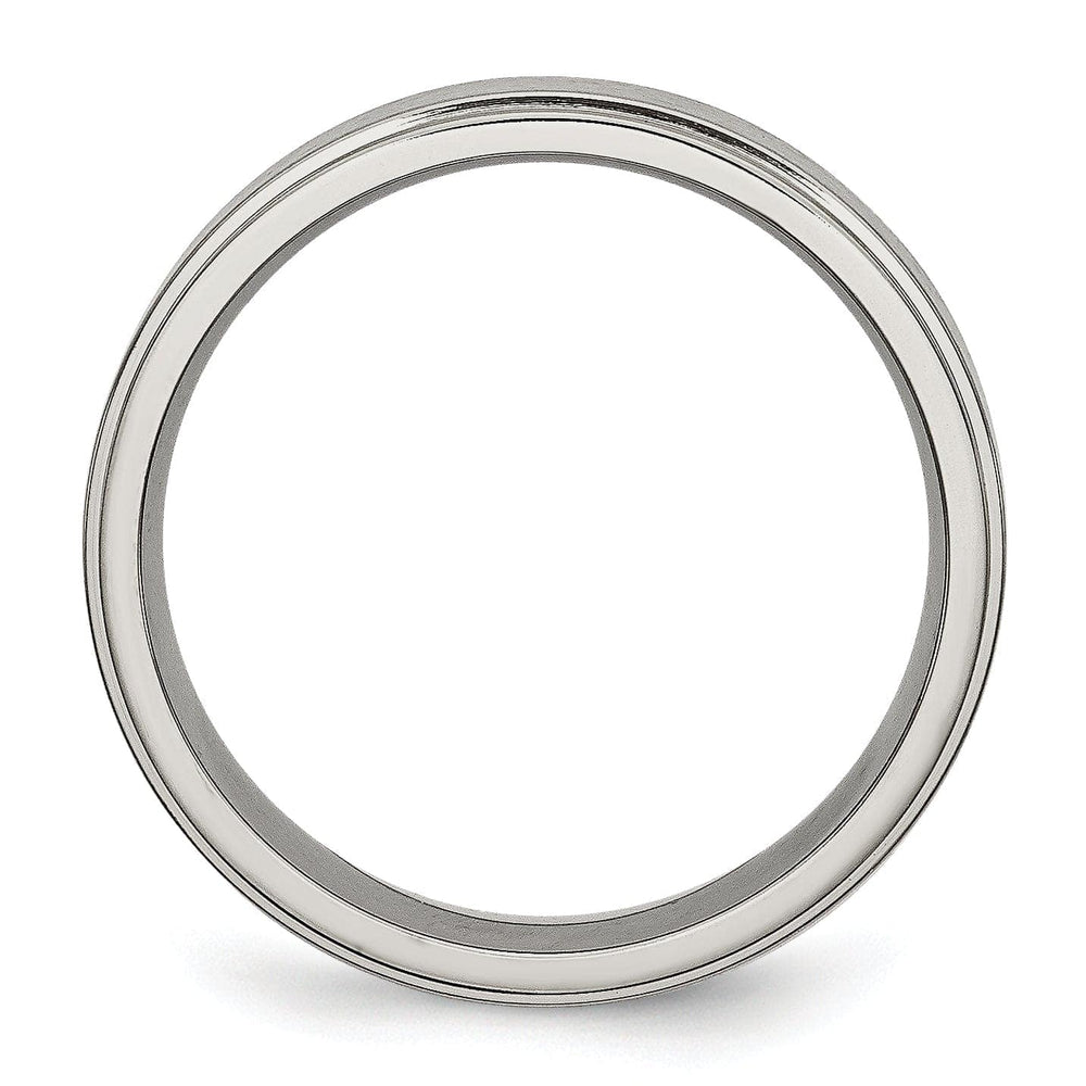 Bridal Ring Titanium Ridged Edge Brushed and Polished Band
