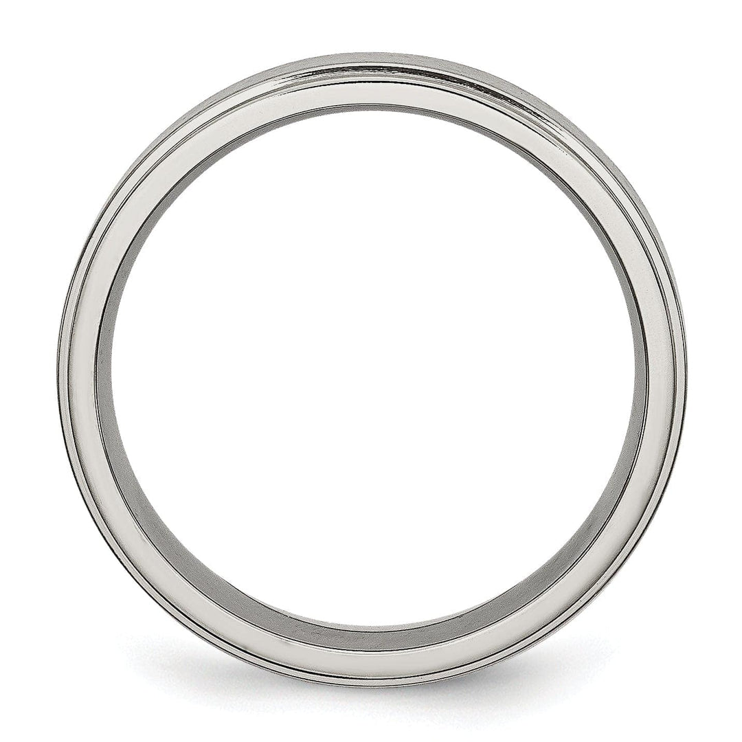 Bridal Ring Titanium Ridged Edge Brushed and Polished Band