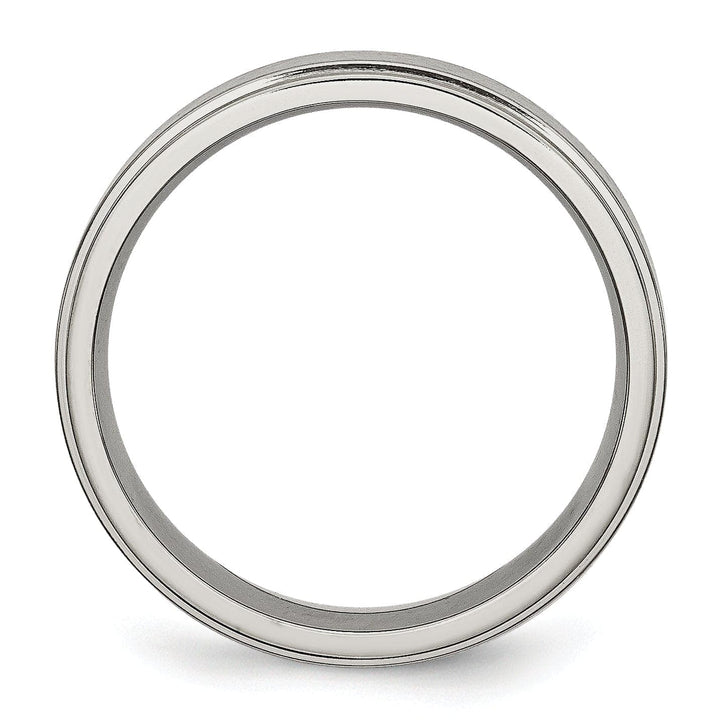 Bridal Ring Titanium Ridged Edge Brushed and Polished Band