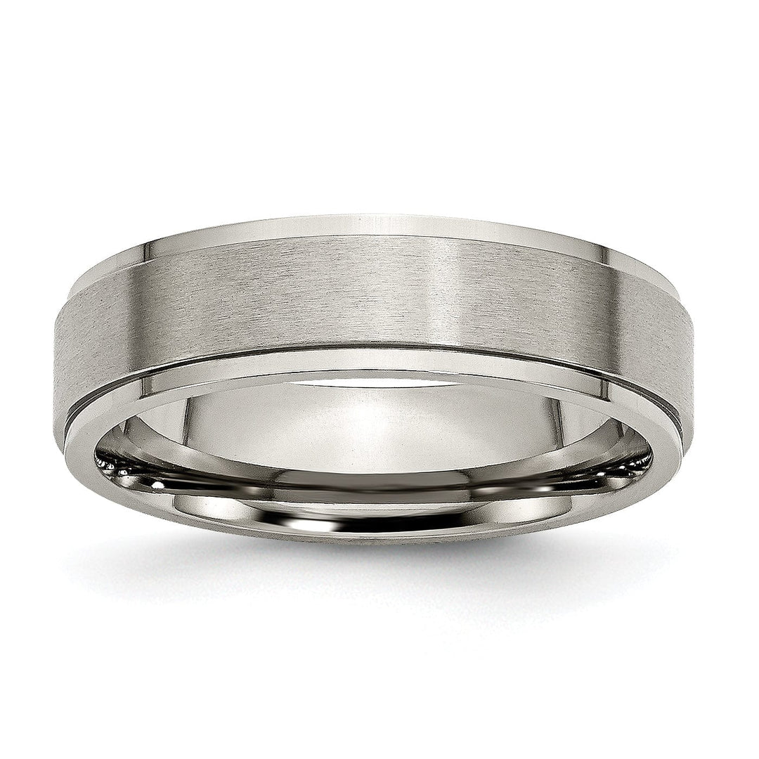 Bridal Ring Titanium Ridged Edge Brushed and Polished Band