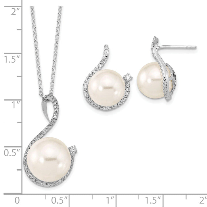 Majestik Shell Pearls Sets Majestik Pearl CZ Earring Necklace Set