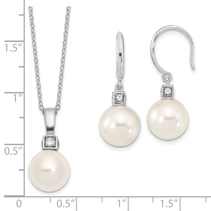 Majestik Shell Pearls Sets Majestik Pearl CZ Earring Necklace Set