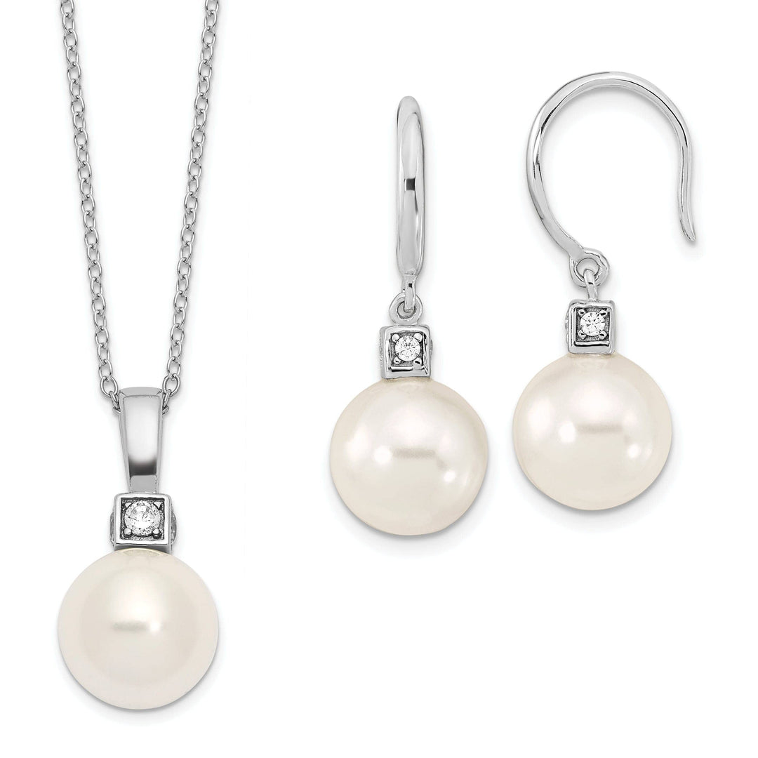 Majestik Shell Pearls Sets Majestik Pearl CZ Earring Necklace Set