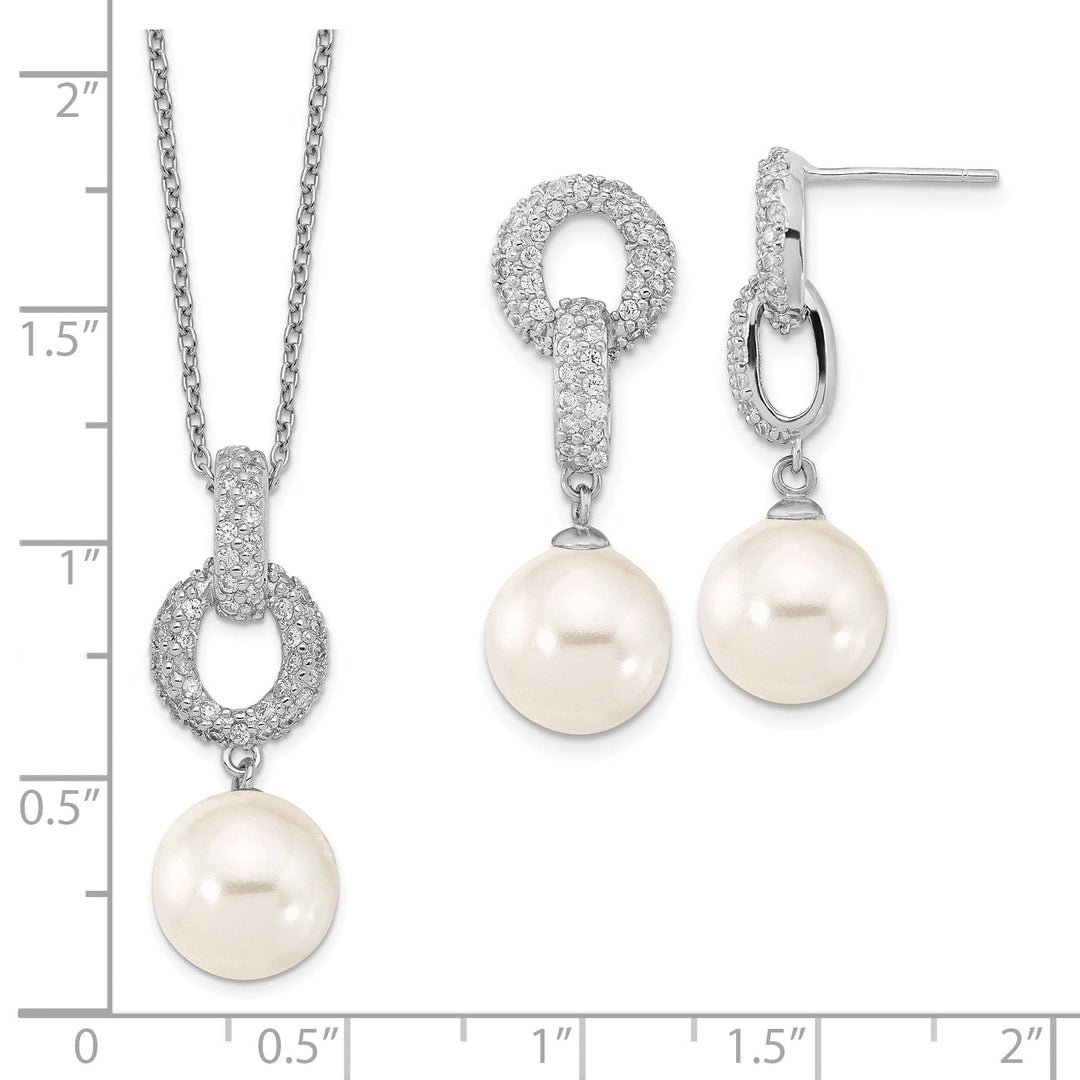 Majestik Shell Pearls Sets Majestik Pearl CZ Earring Necklace Set
