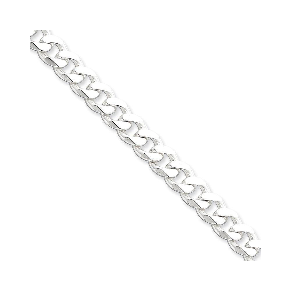 Silver Polished 8.00-mm Solid Curb Link Chain