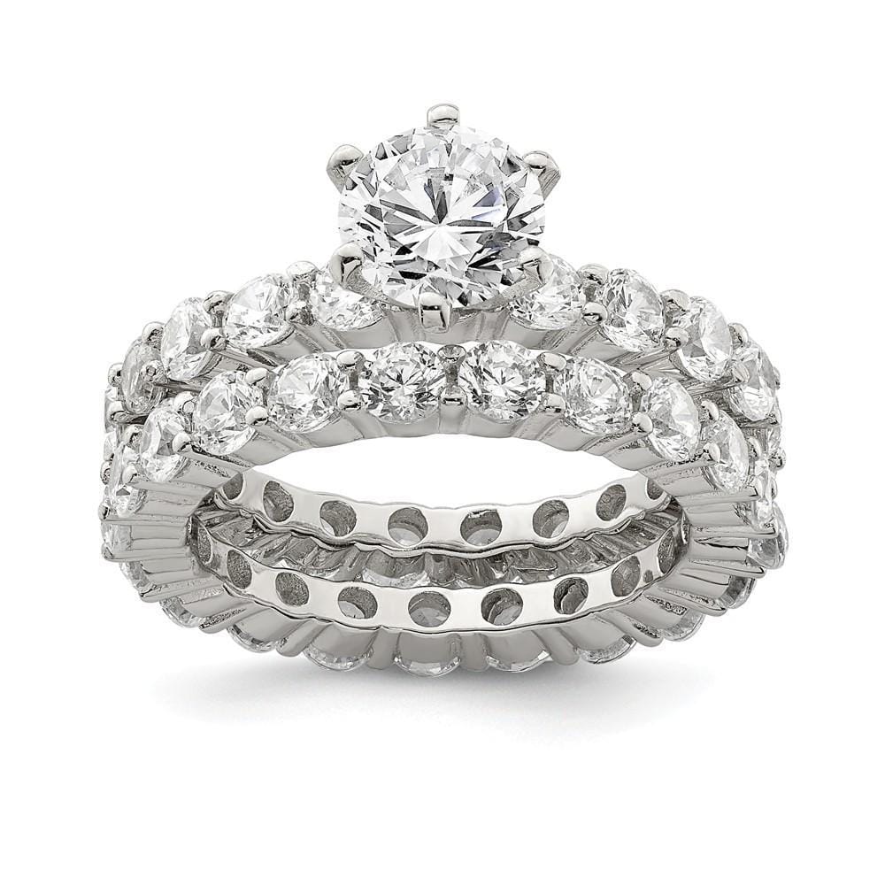 Sterling Silver Cubic Zirconia Band Rings Set