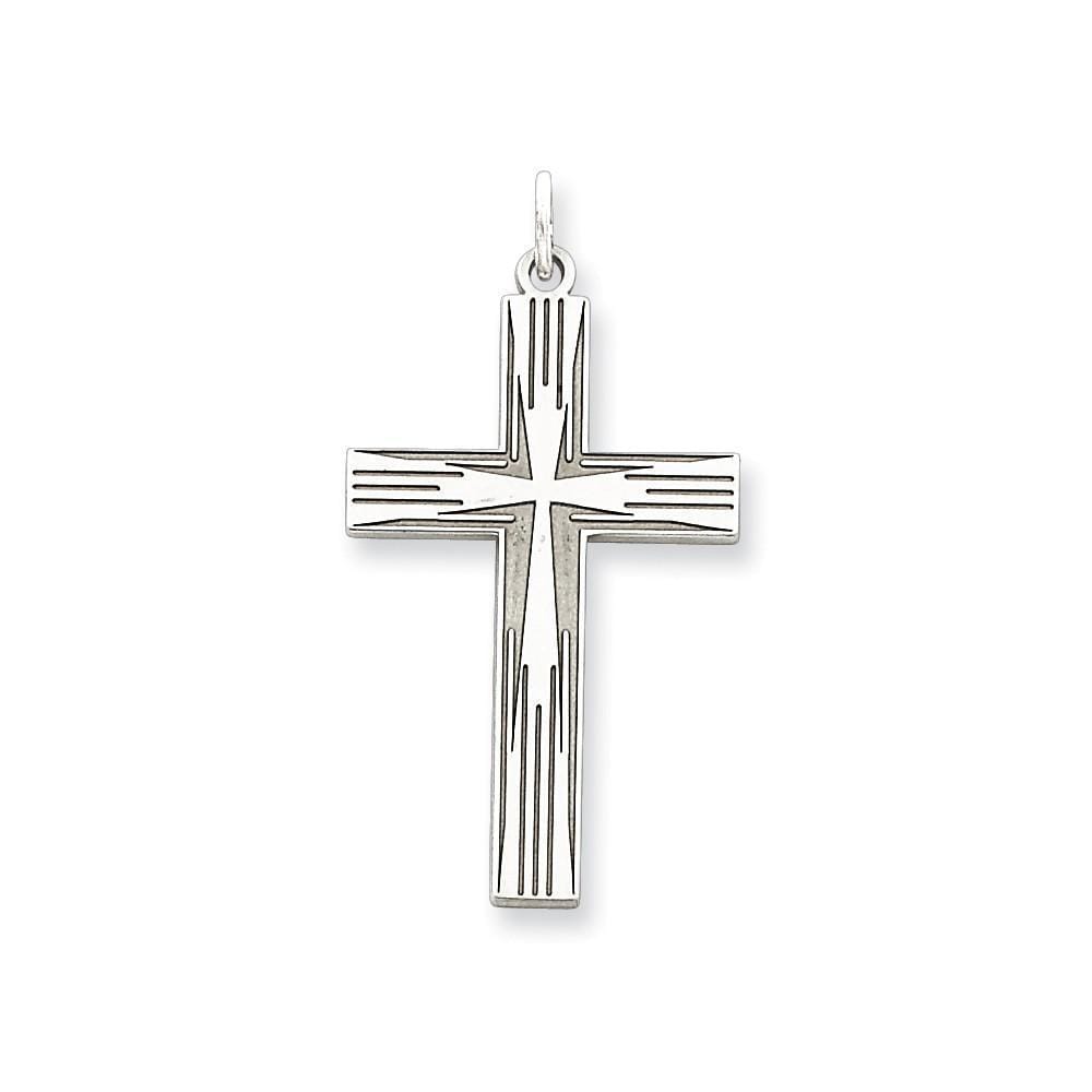 Sterling Silver Laser Designed Cross Pendant