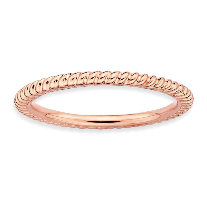 Sterling Silver Pink-Plated Twisted Ring