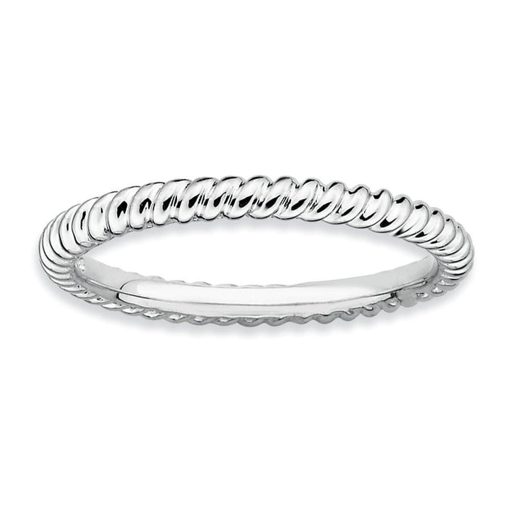 Sterling Silver Rhodium Twisted Ring