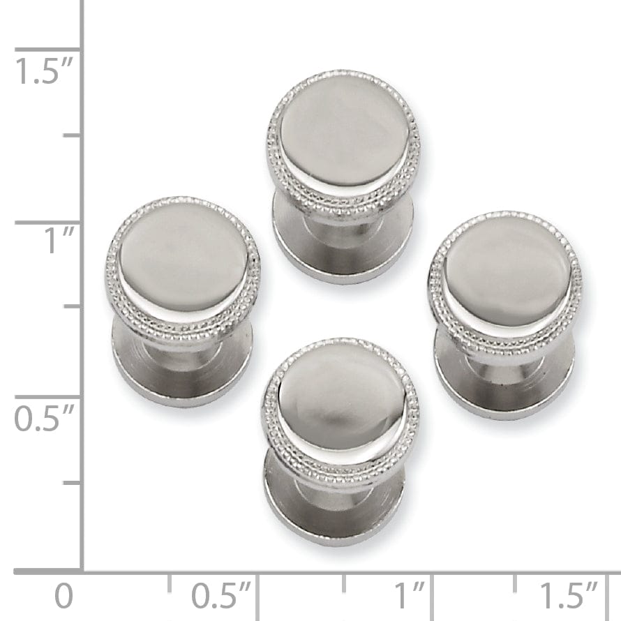 Kelly Waters Studs Rhodium Plated Four Piece Beaded Tuxedo Studs