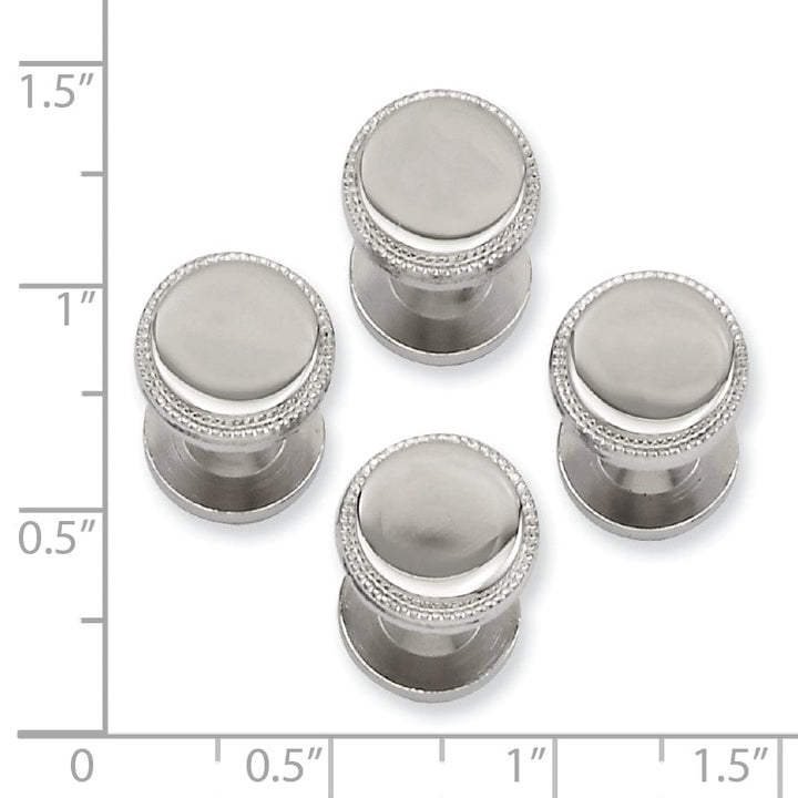 Kelly Waters Studs Rhodium Plated Four Piece Beaded Tuxedo Studs