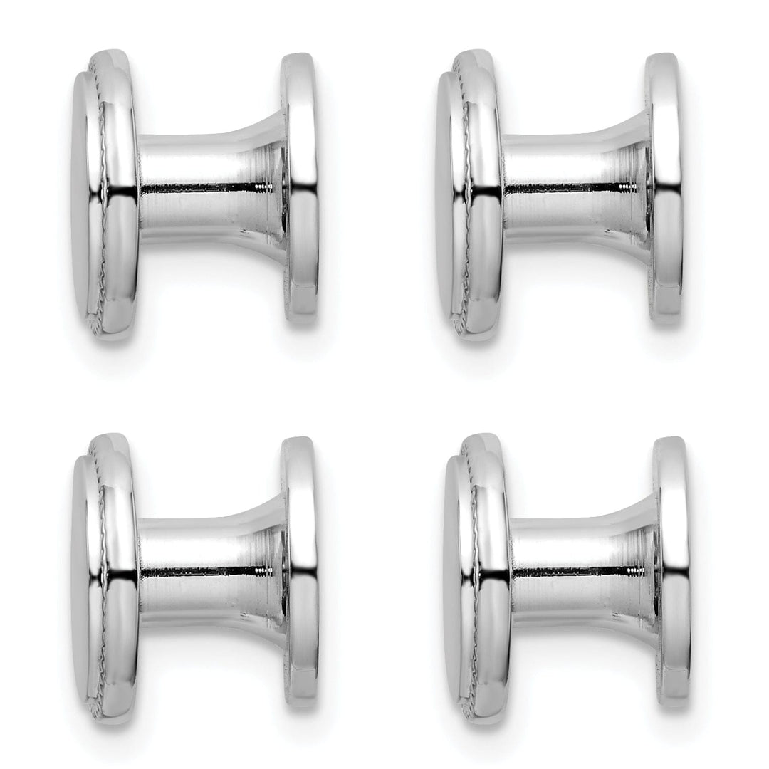 Kelly Waters Studs Rhodium Plated Four Piece Beaded Tuxedo Studs