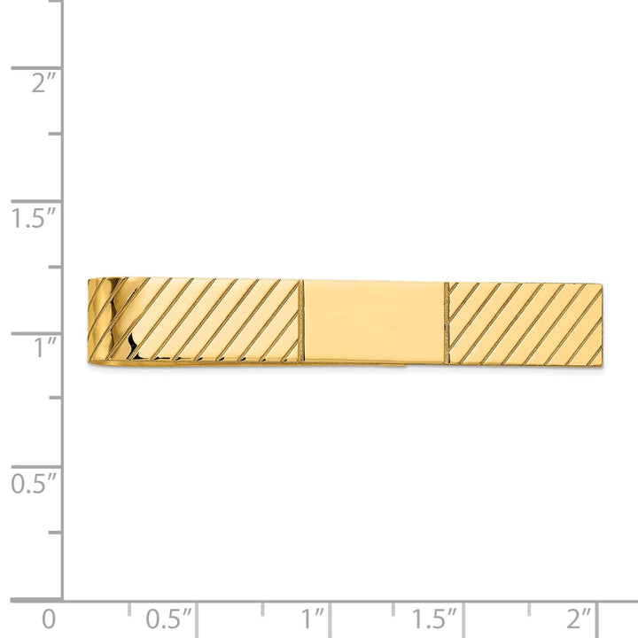 Lovely Rita's Tie Bar 14k Yellow Gold Solid with Line Design Tie Bar