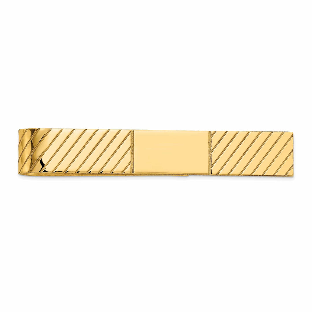 Lovely Rita's Tie Bar 14k Yellow Gold Solid with Line Design Tie Bar