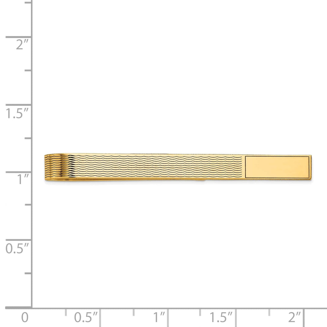 Lovely Rita's Tie Bar 14k Yellow Gold Solid with Line Design Tie Bar
