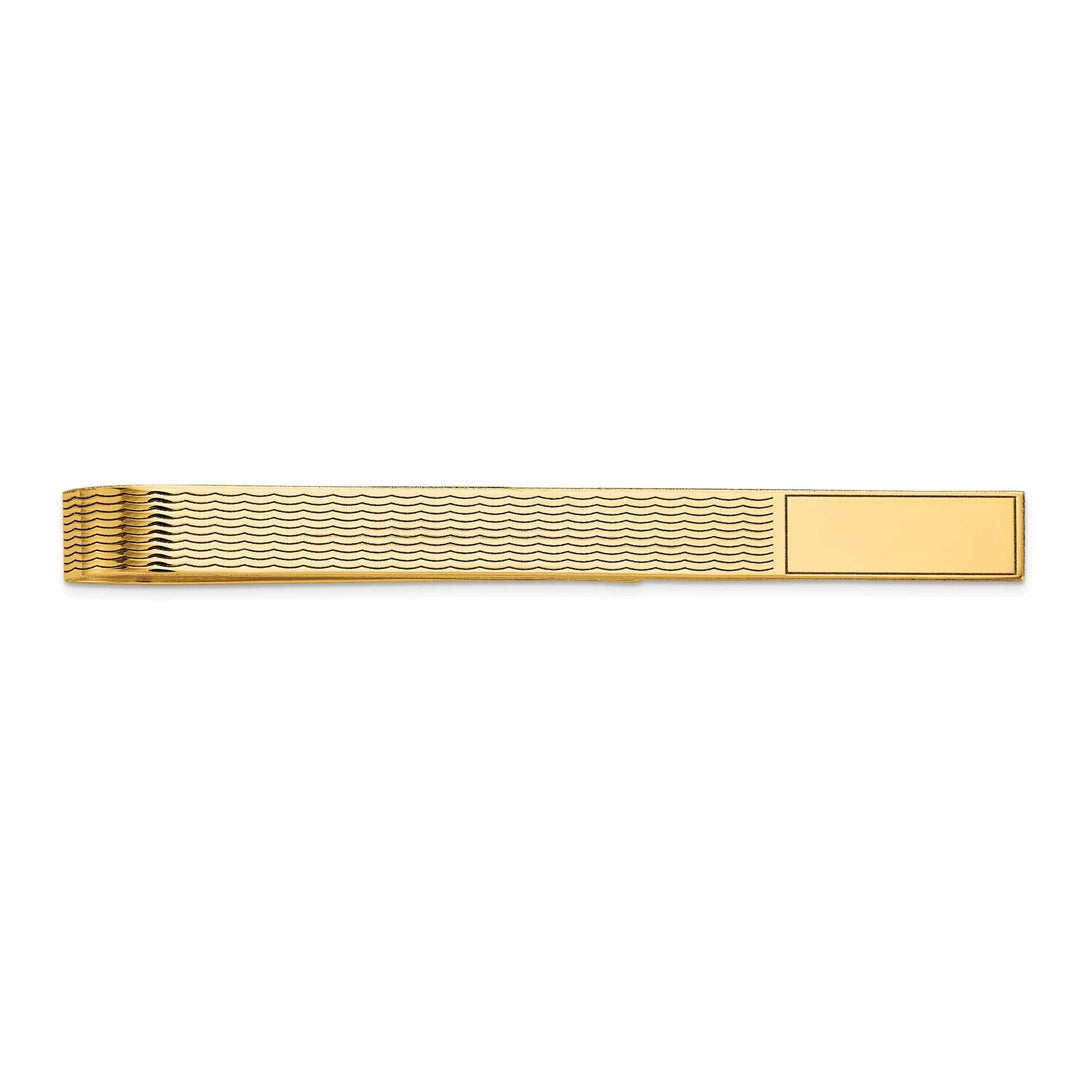 Lovely Rita's Tie Bar 14k Yellow Gold Solid with Line Design Tie Bar