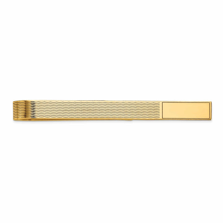 Lovely Rita's Tie Bar 14k Yellow Gold Solid with Line Design Tie Bar