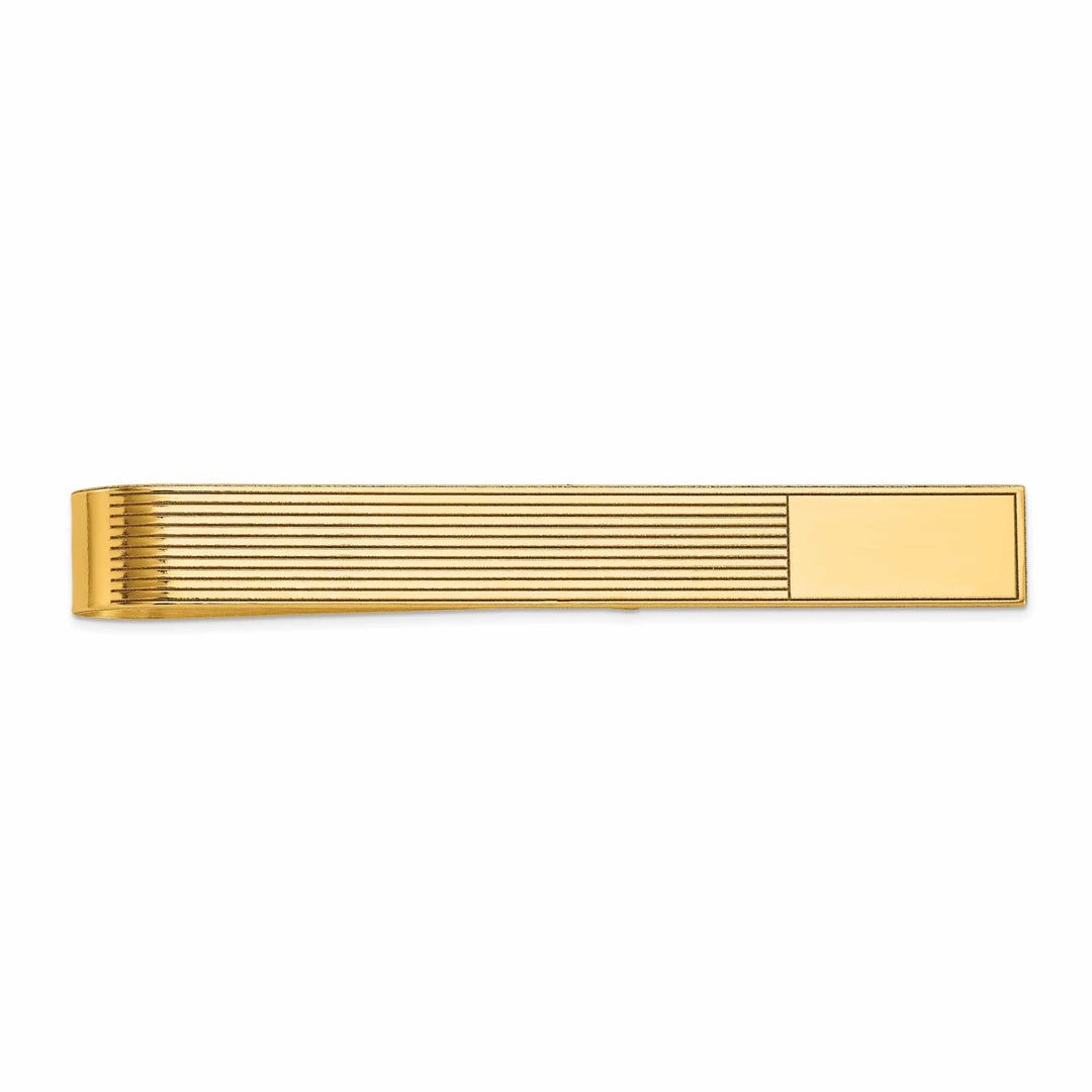 Lovely Rita's Tie Bar 14k Yellow Gold Solid with Line Design Tie Bar