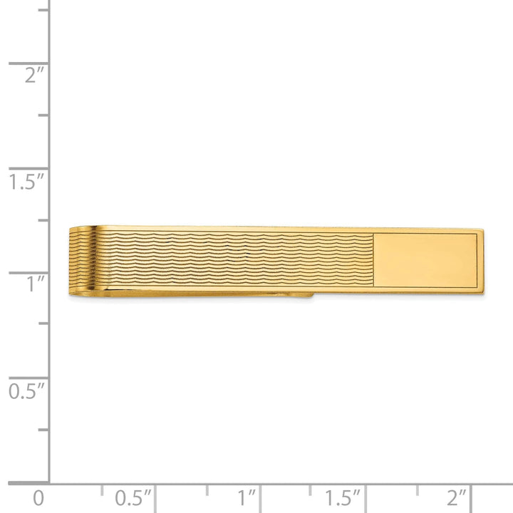 Lovely Rita's Tie Bar 14k Yellow Gold Solid with Line Design Tie Bar