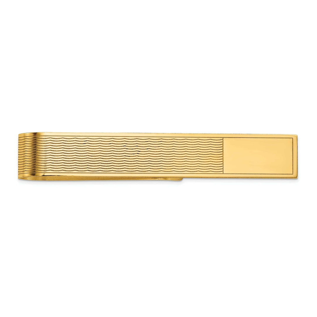 Lovely Rita's Tie Bar 14k Yellow Gold Solid with Line Design Tie Bar
