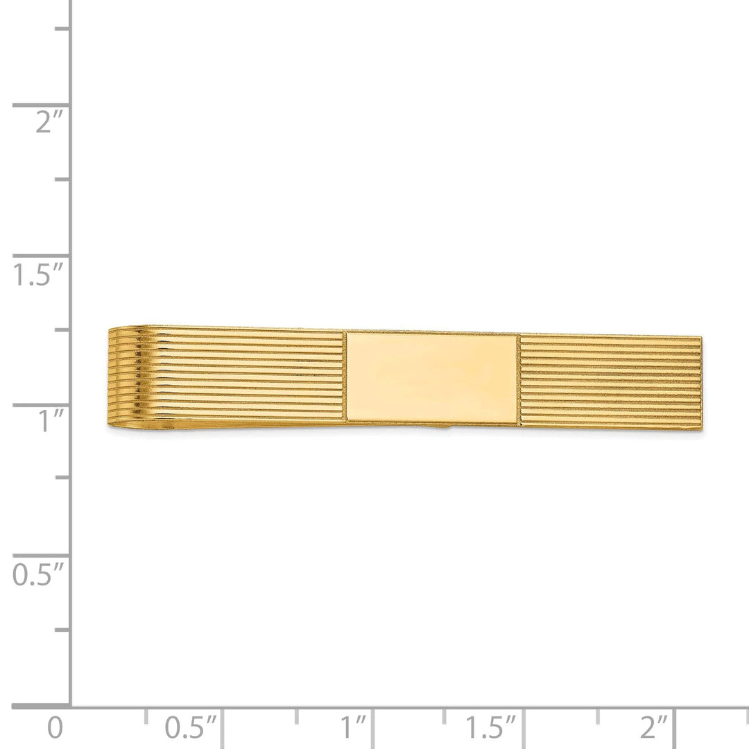 Lovely Rita's Tie Bar 14k Yellow Gold Solid with Line Design Tie Bar