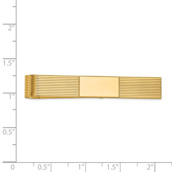 Lovely Rita's Tie Bar 14k Yellow Gold Solid with Line Design Tie Bar